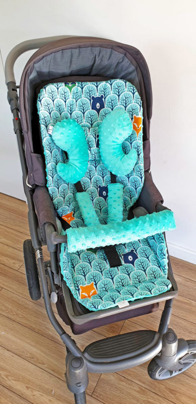 Sitzauflage im SET 5 in 1 | "Waldtiere" & Minky Mintgrün