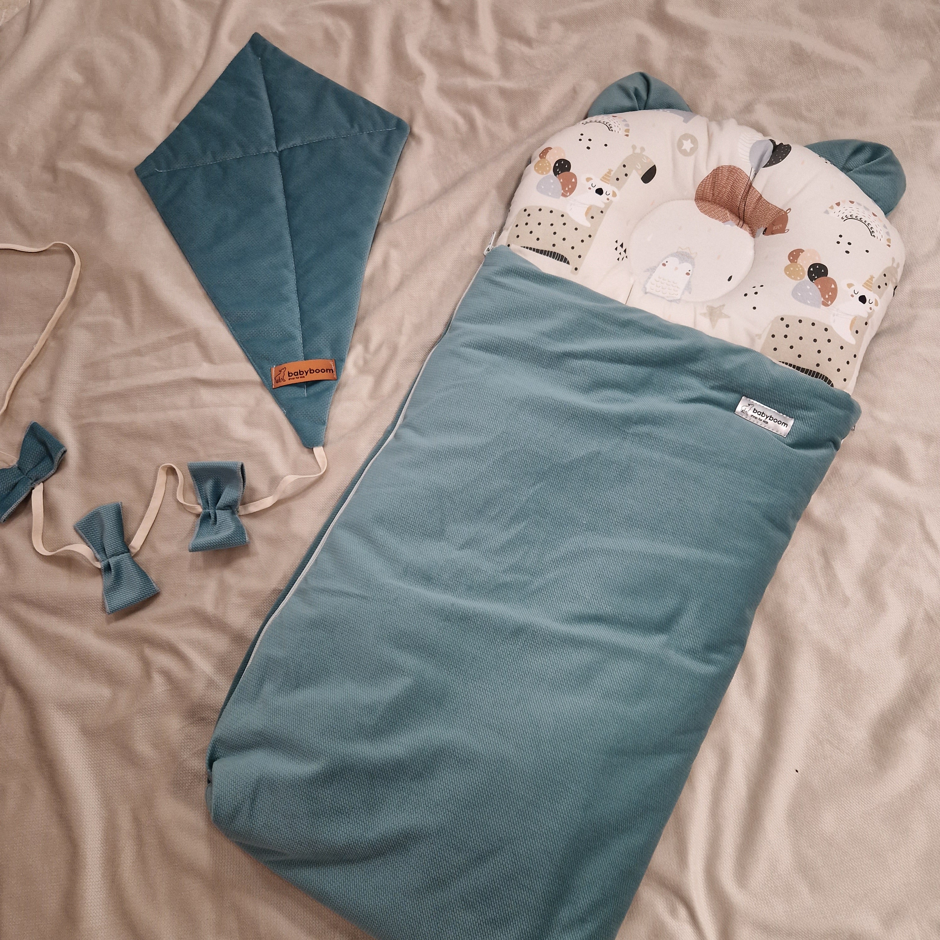 Babyschlafsack mit Bärenohren | Premium Baumwolle & Samt