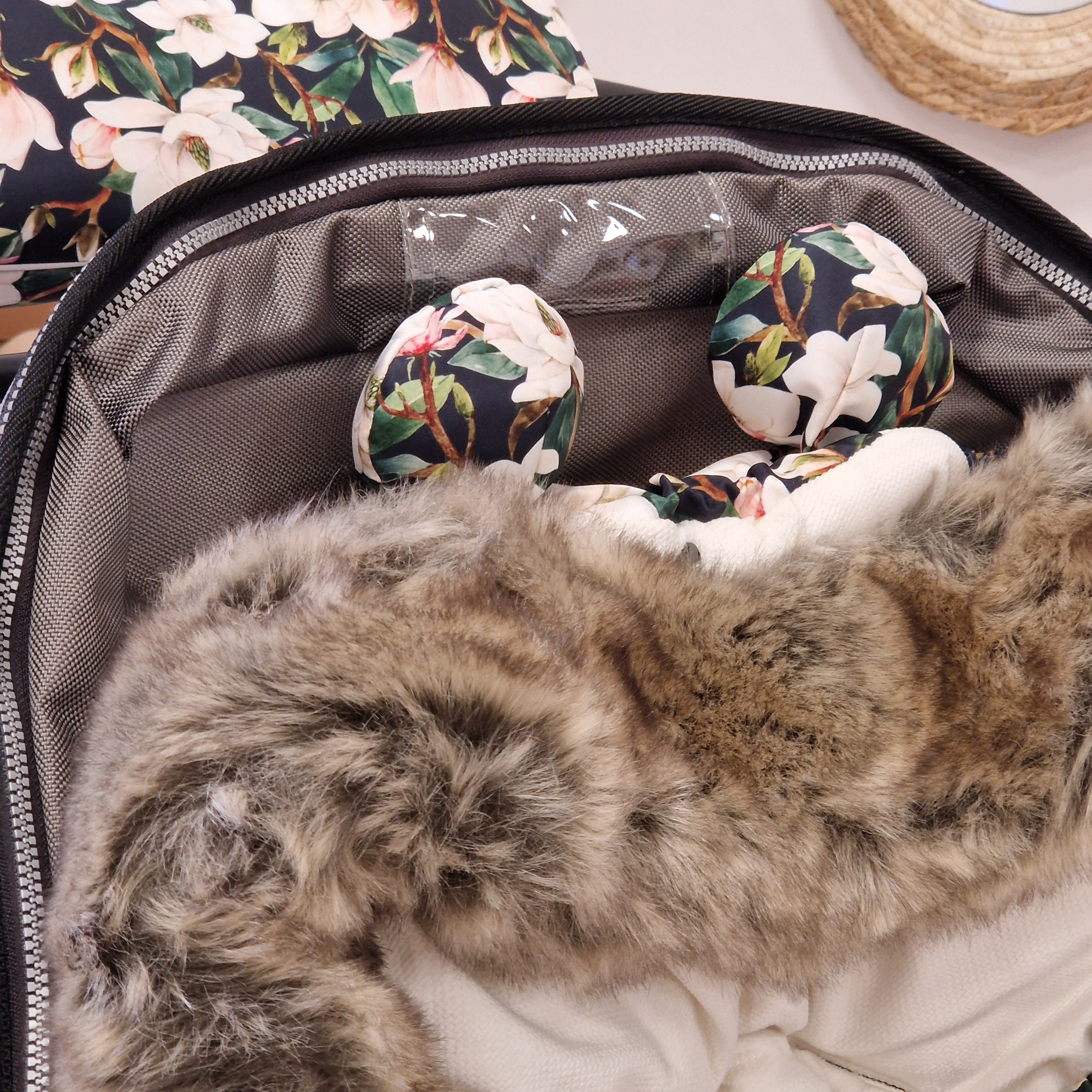 Winterfußsack inkl. Handmuff | Rosa Magnolien