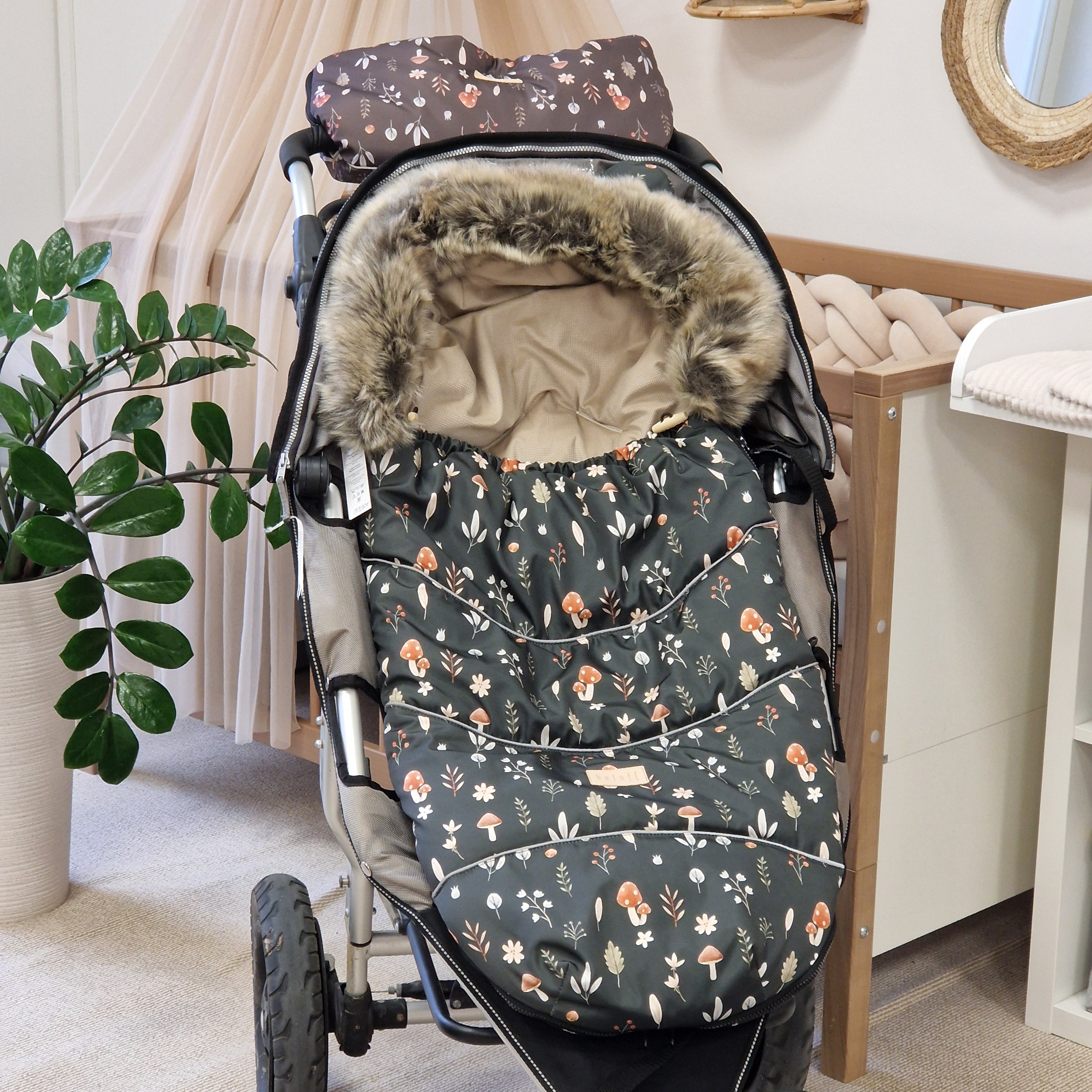 Winterfußsack inkl. Handmuff | Pilze