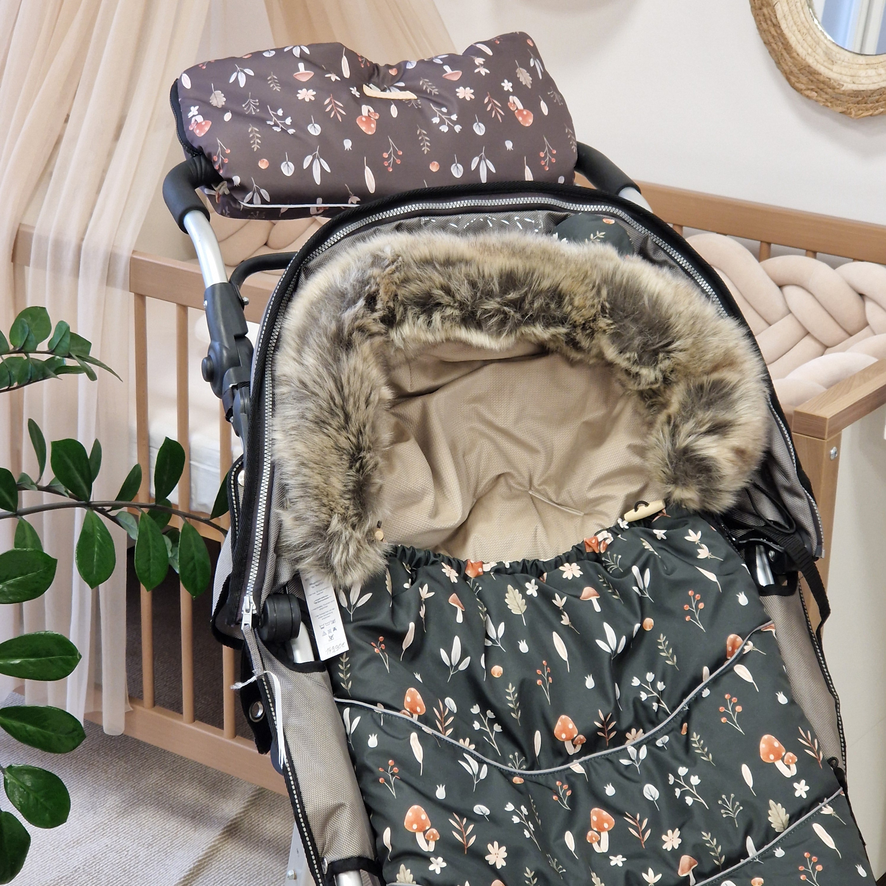 Winterfußsack inkl. Handmuff | Pilze