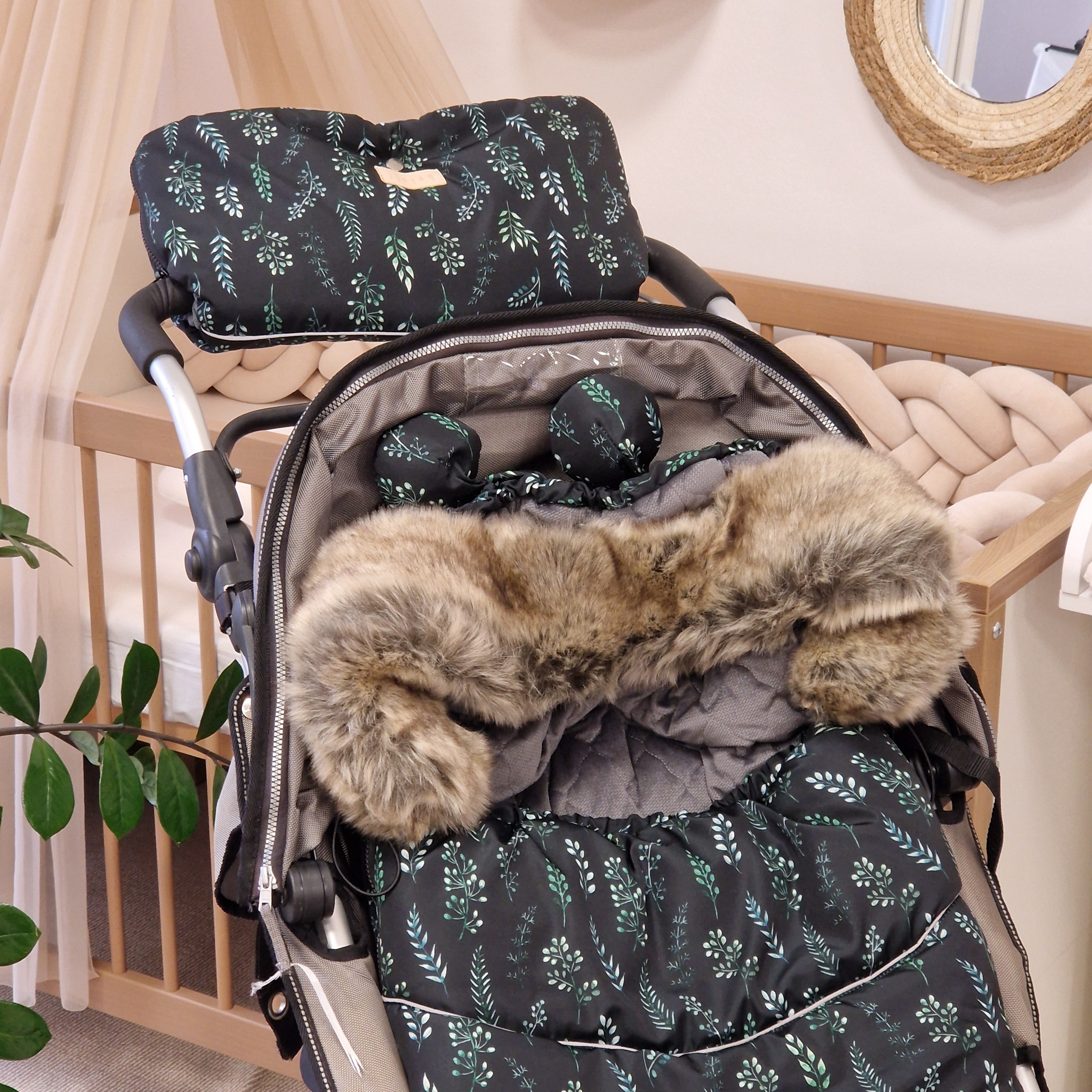 Winterfußsack inkl. Handmuff | Blätter