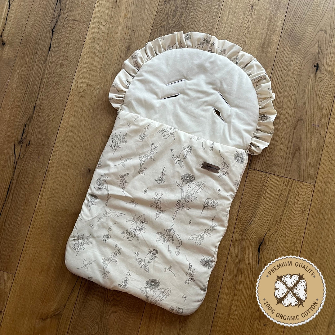 Einschlagdecke bzw. Babysack mit Rüschen für Babyschale | ORGANISCHE B