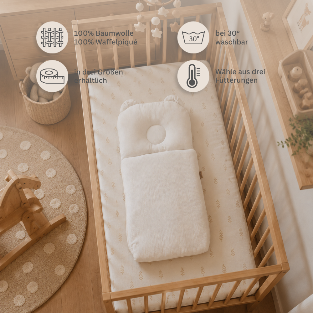 Babyschlafsack mit Bärenohren | Musselin