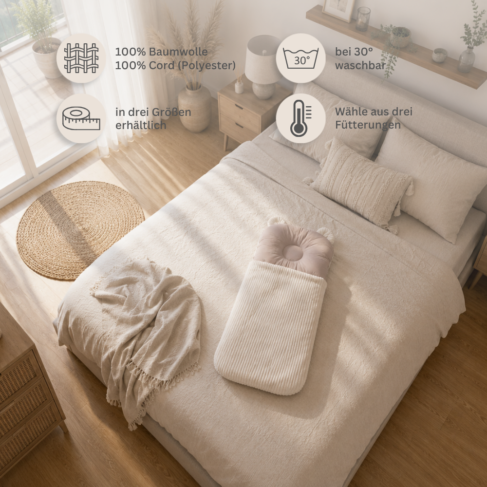 Babyschlafsack mit Bärenohren | Baumwolle & Cord