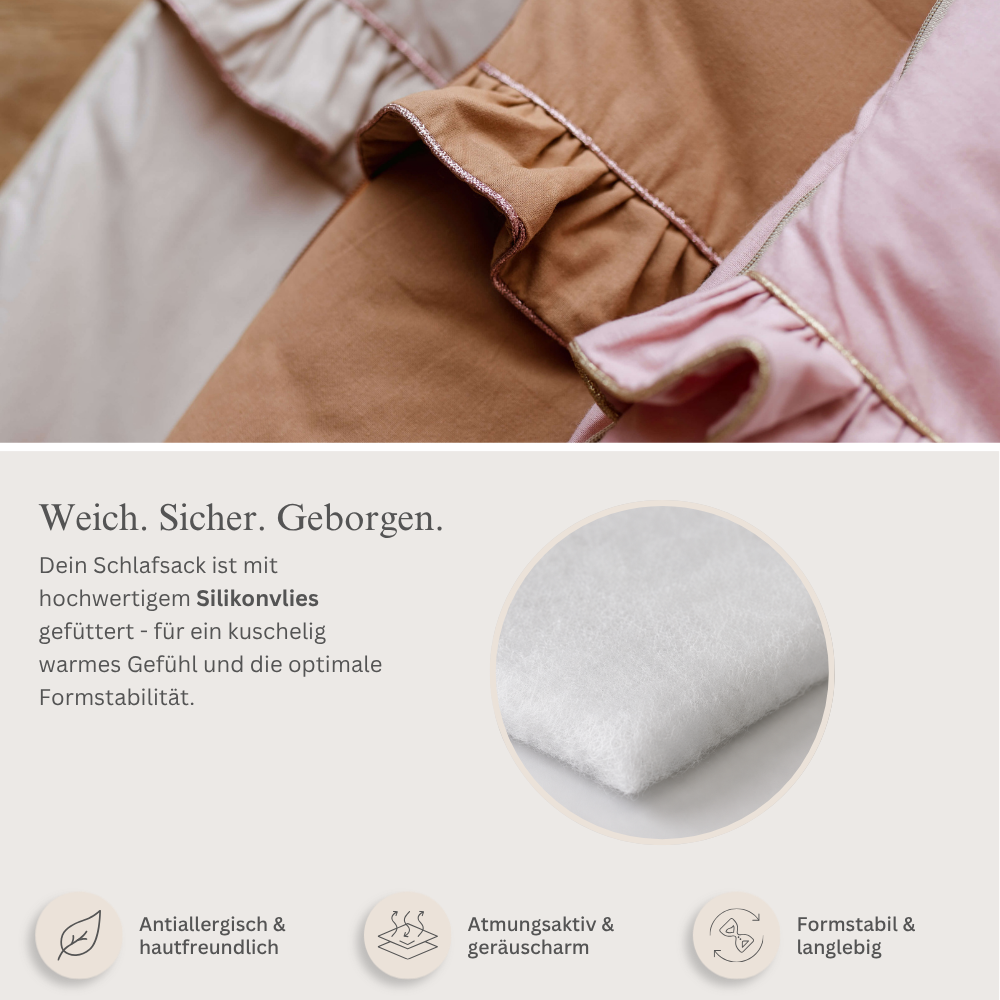 Premium Babyschlafsack Shiny mit Rüschen | Baumwolle
