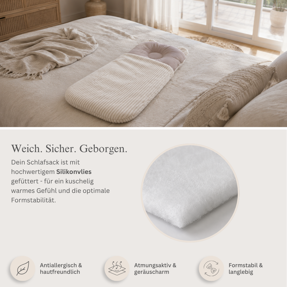 Babyschlafsack mit Bärenohren | Baumwolle & Cord