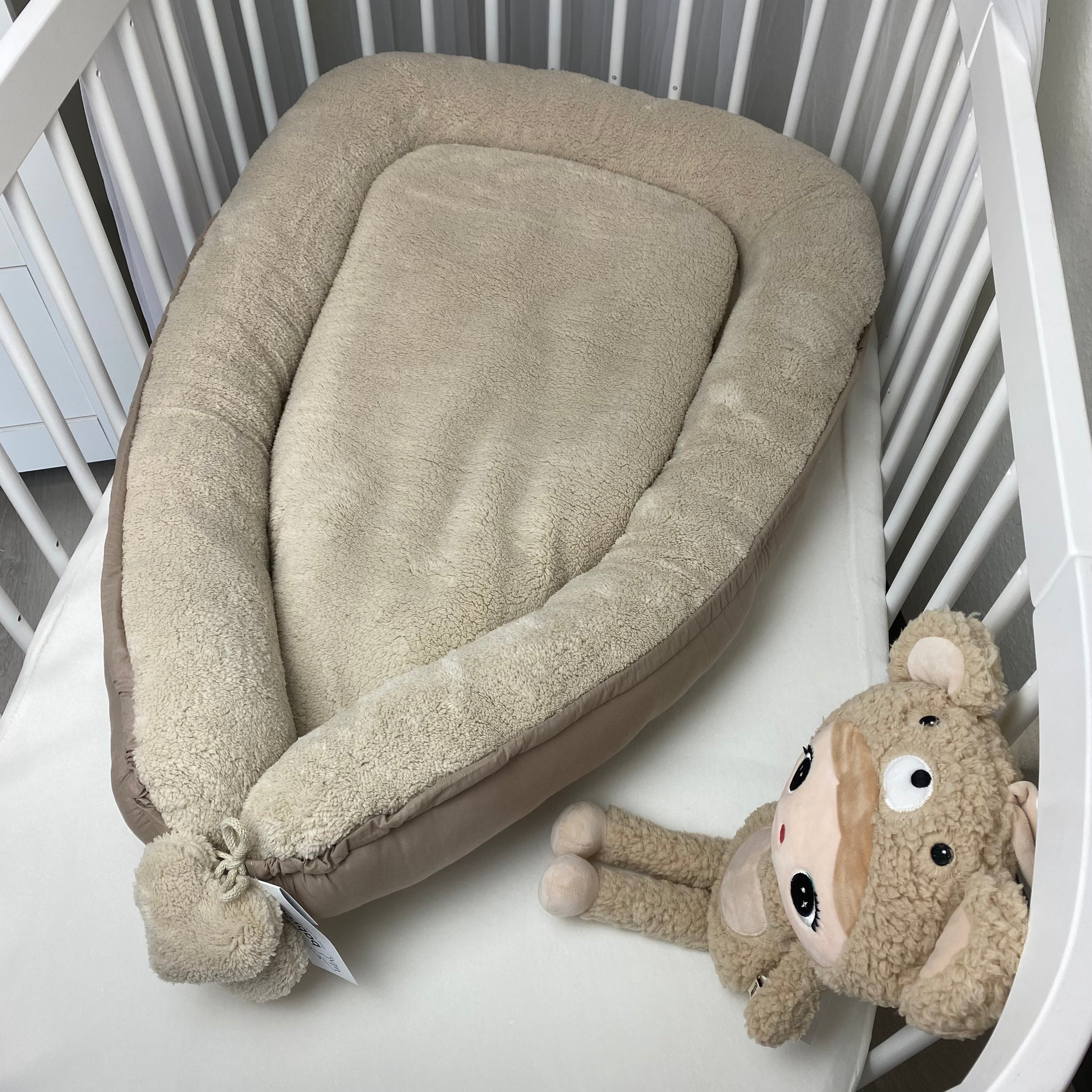 Luxus Babynest FLUFFY TEDDY | Baumwolle & Teddy-Stoff
