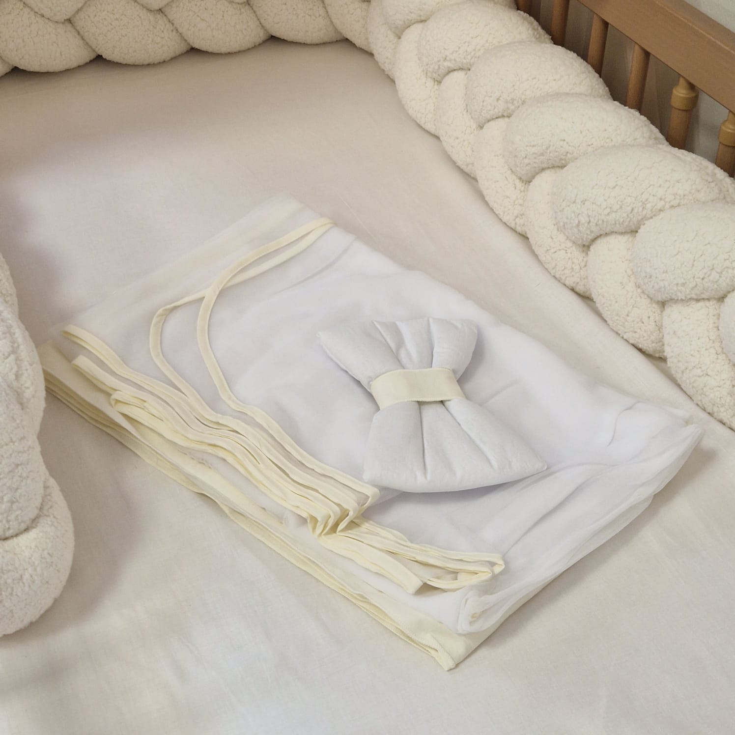 Betthimmel aus Baumwolle/Chiffon | Vanille