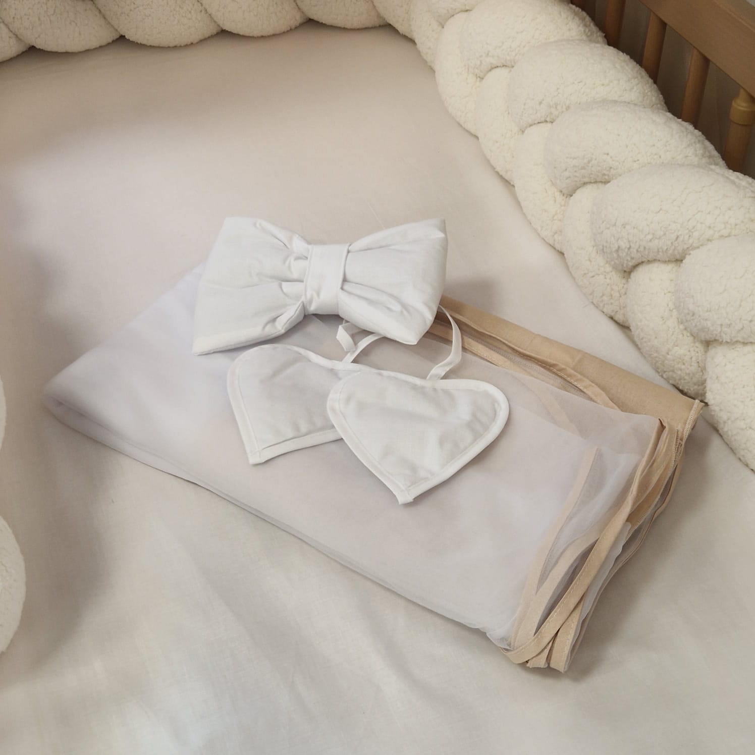 Betthimmel aus Baumwolle/Chiffon | Beige Pfirsich