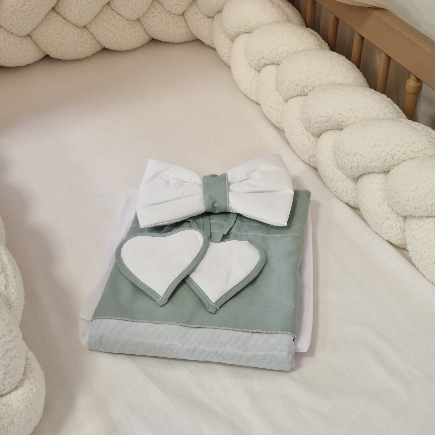 Betthimmel aus Baumwolle/Chiffon | Salbeigrün