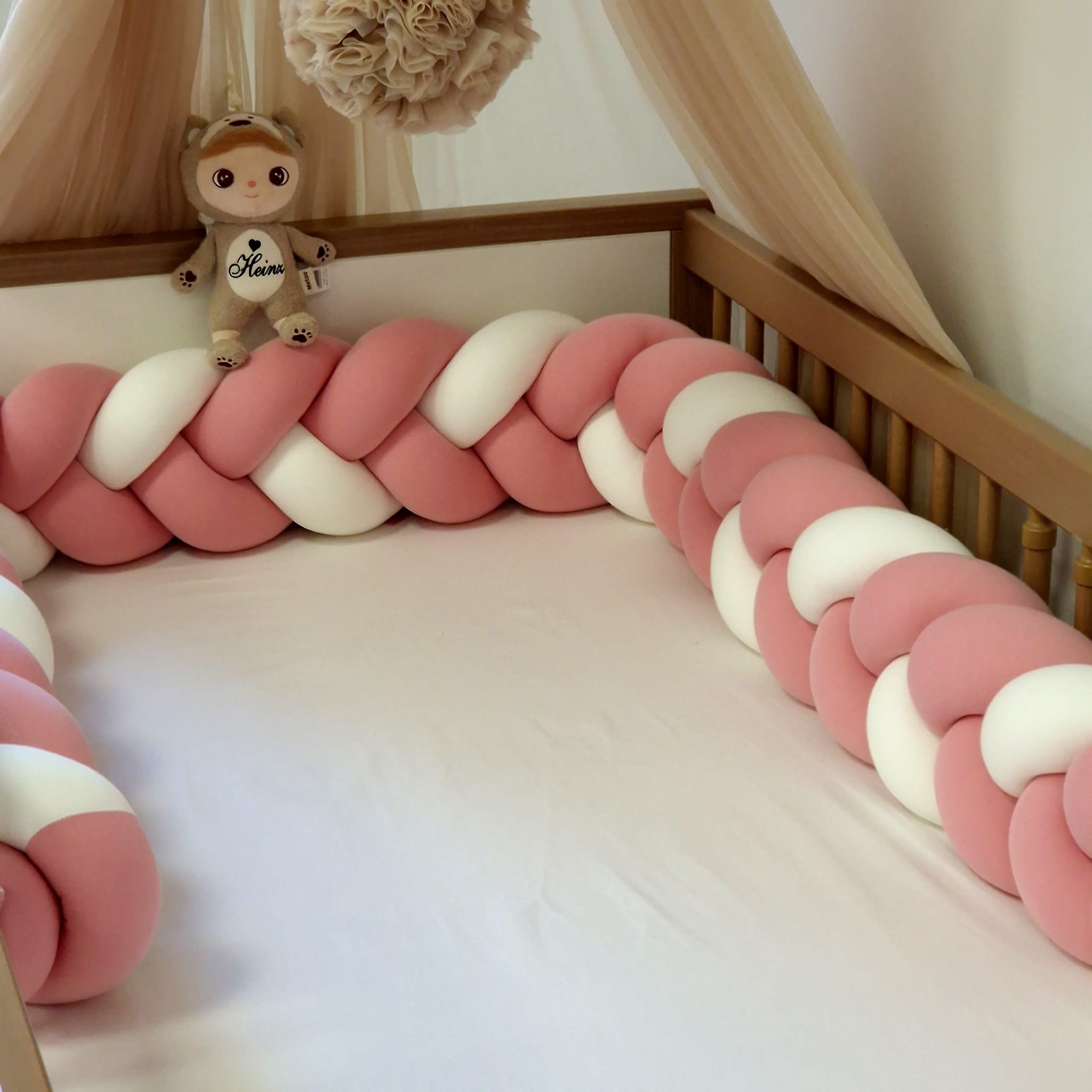 Bettschlange MIDI | Jersey Helle Beere - Sahne - Helle Beere | 280 cm