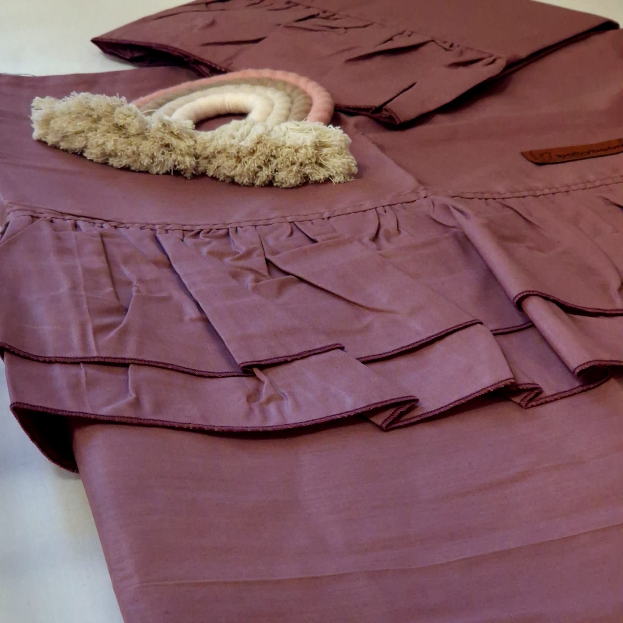 Bettwäsche mit doppelten XL-Rüschen | Baumwolle | Beere | 100 x 135/60 x 40 cm