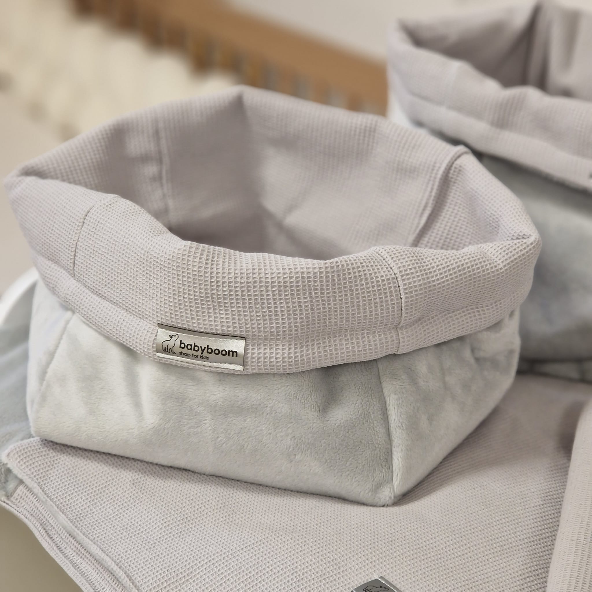 Wickelset DELUXE | Waffelpique Mini & Valboa | Hellgrau | 85 x 75 cm