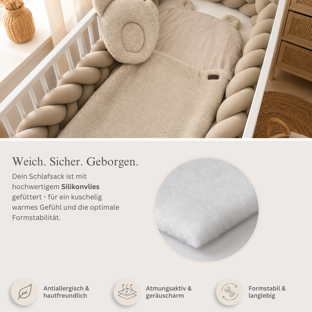 Flacher Schlafsack "Premium-Linie" | Baumwolle & Teddy-Stoff