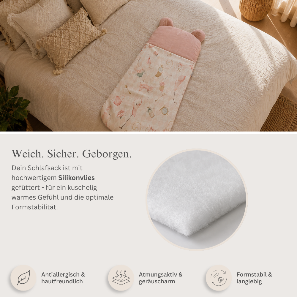 Flacher Schlafsack mit Bärenohren | Premium Baumwolle