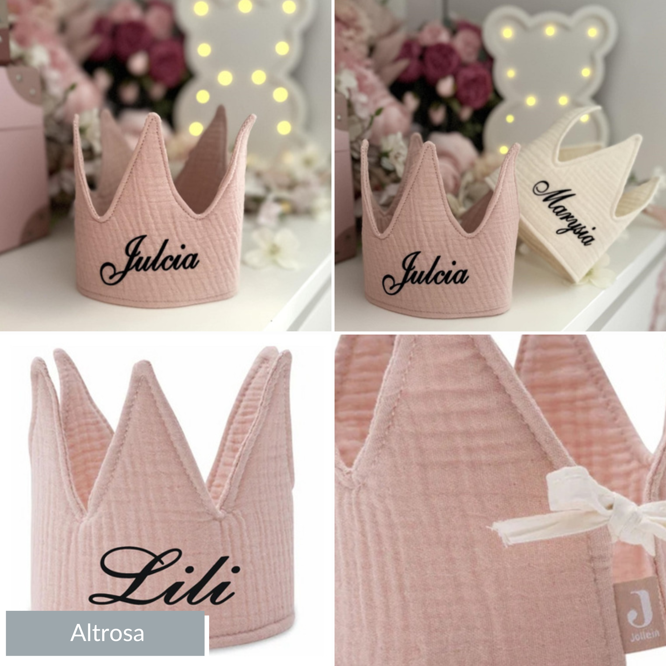 Geburtstagskrone | Musselin Altrosa