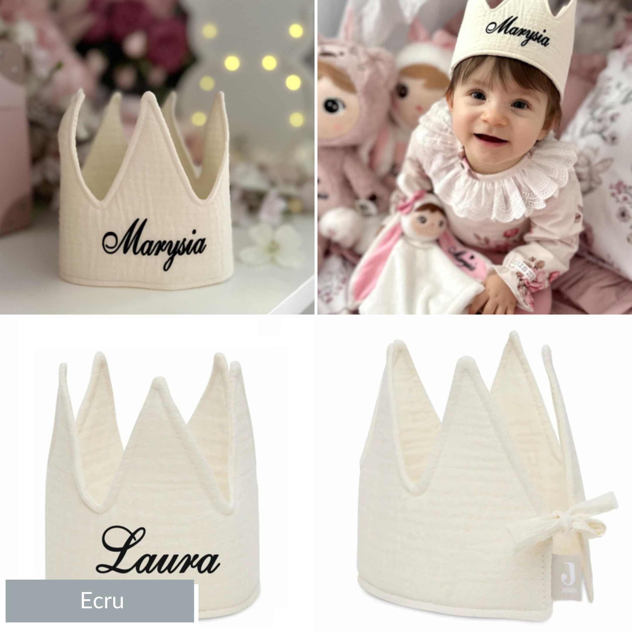 Geburtstagskrone | Musselin Ecru