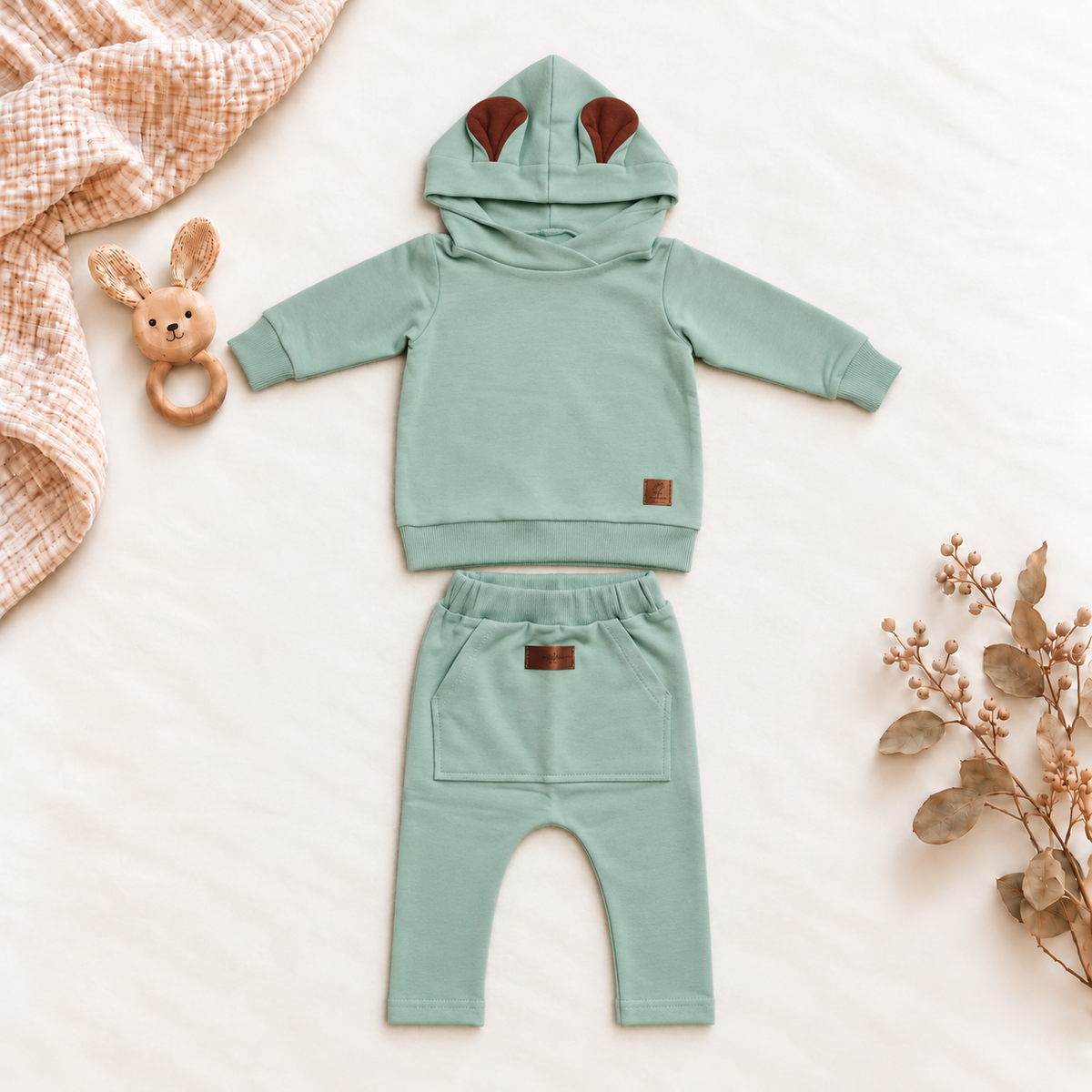 Jogging-Set Teddy | Premium-Sweatstoff Mint