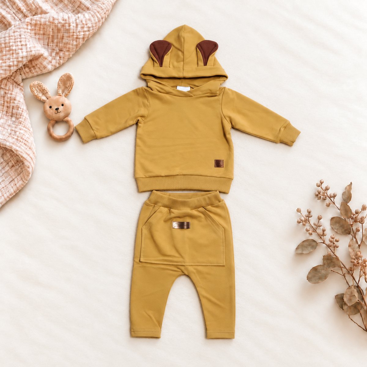 Jogging-Set Teddy | Premium-Sweatstoff Senf