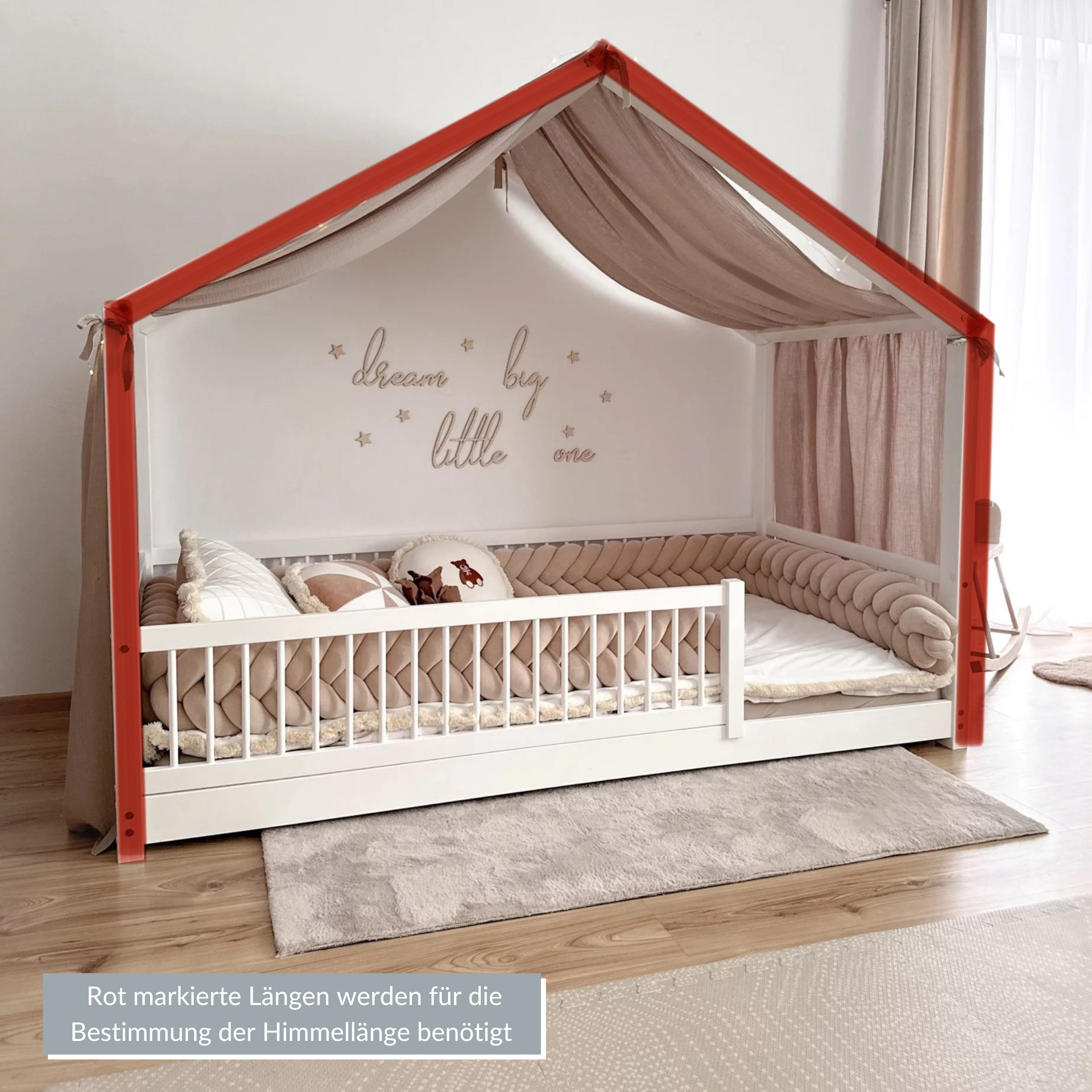 Luxus Betthimmel für Hausbetten (Giebel vorn) aus Musselin "Gajka"