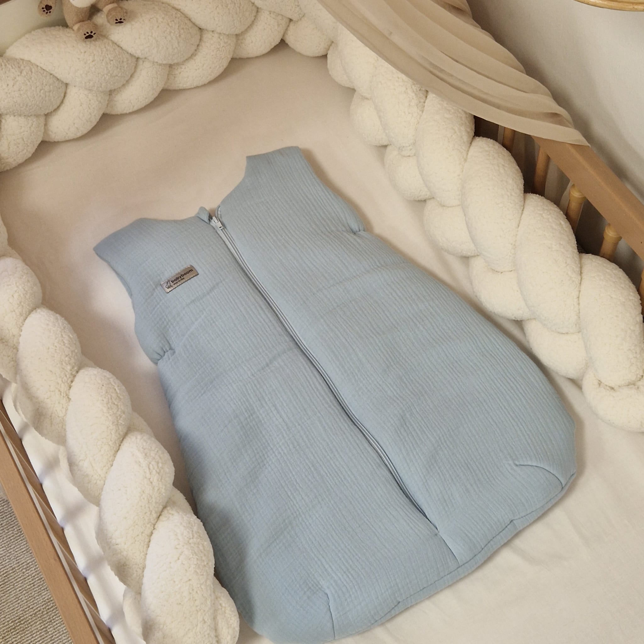 Schlummersack in Birnenform | Neugeborene | Musselin | 65 cm | 2,5 TOG | Hellblau
