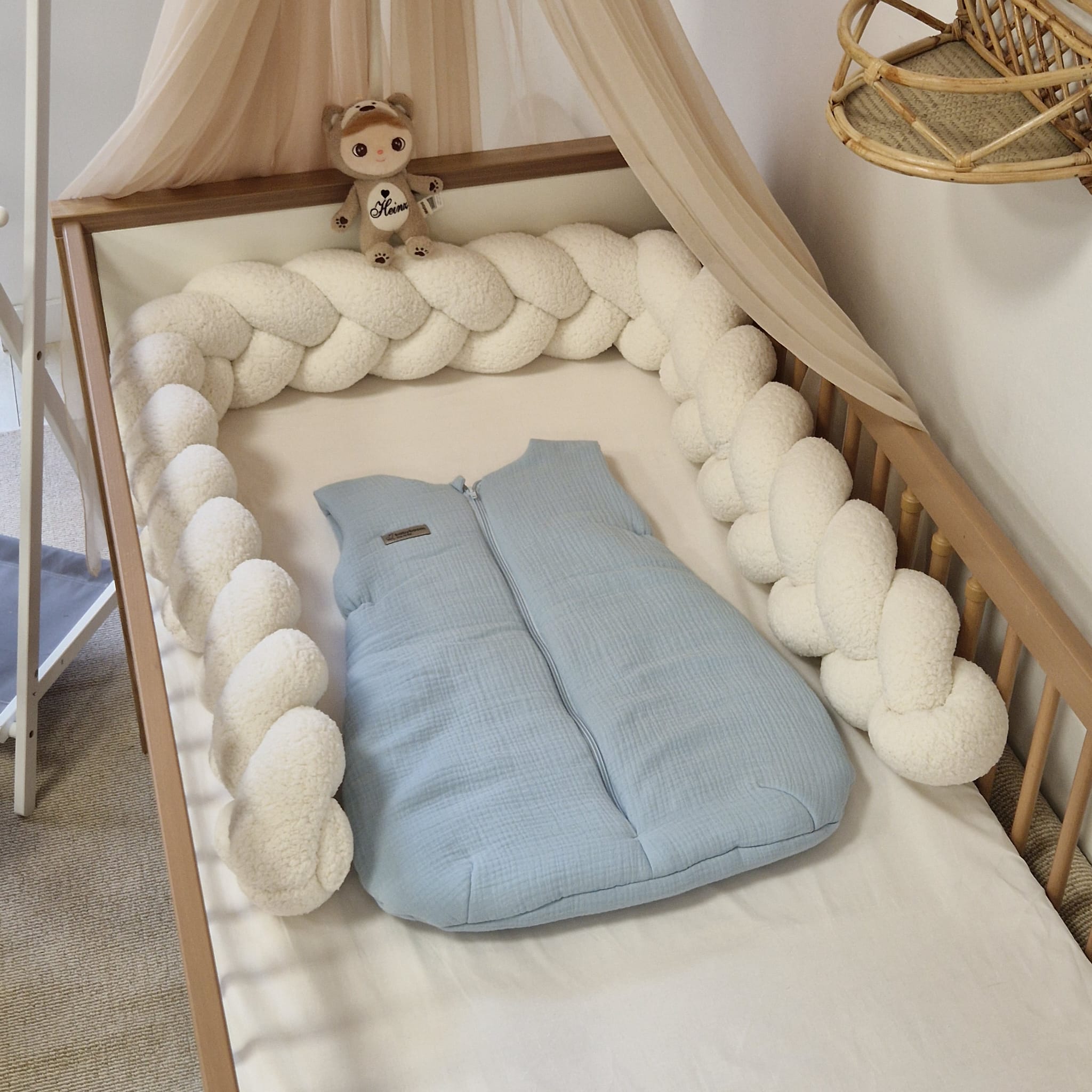 Schlummersack in Birnenform | Neugeborene | Musselin | 65 cm | 2,5 TOG | Hellblau