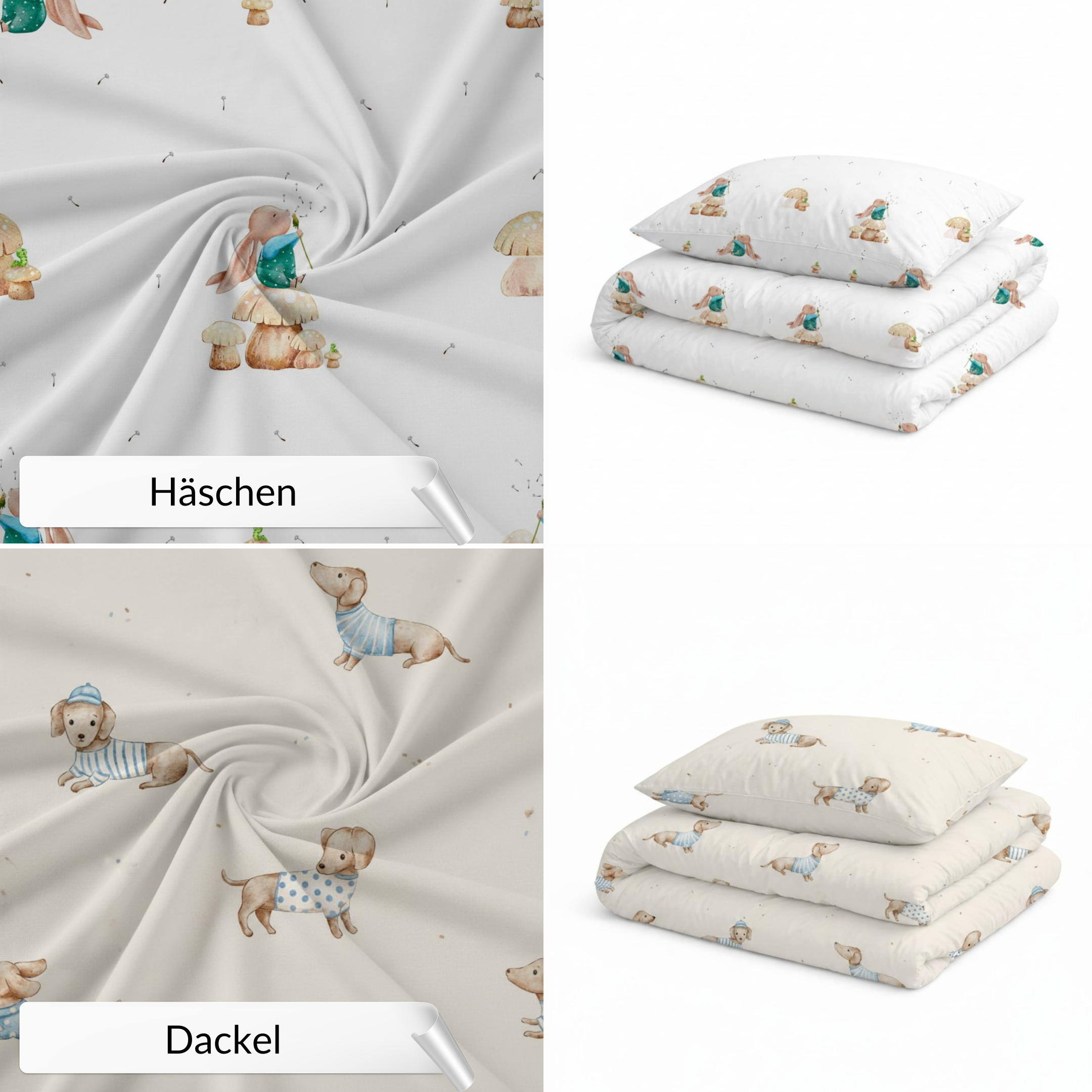 Kita-Set aus Decke & Kissenbezug inkl. Wechselbeutel & Tasche | Premium Baumwolle & Samt