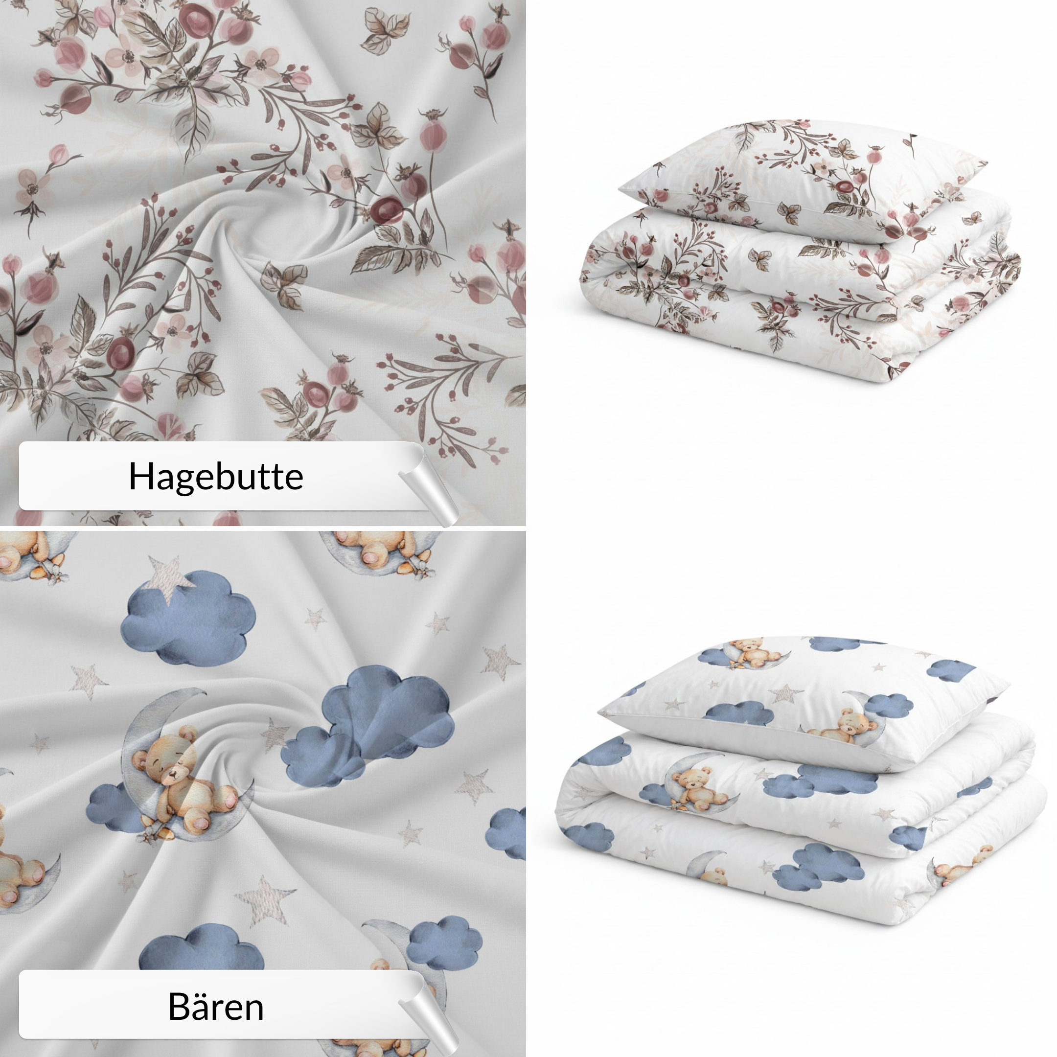 Kita-Set aus Decke & Kissenbezug inkl. Wechselbeutel & Tasche | Premium Baumwolle & Samt