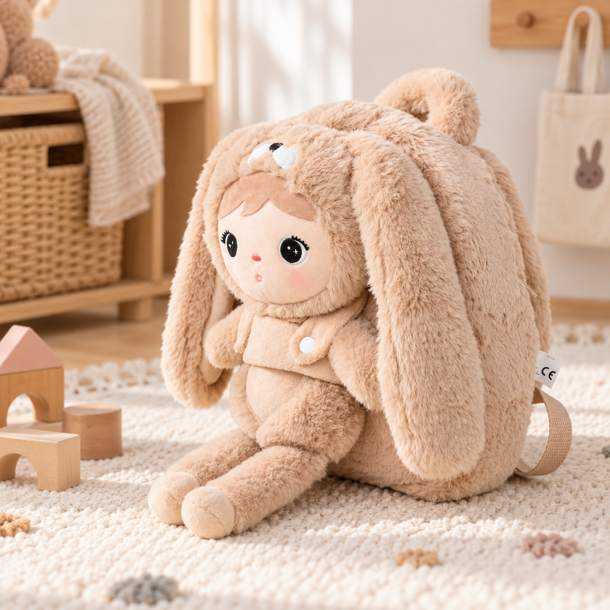 Personalisierter Stoff-Rucksack | Häschen Beige