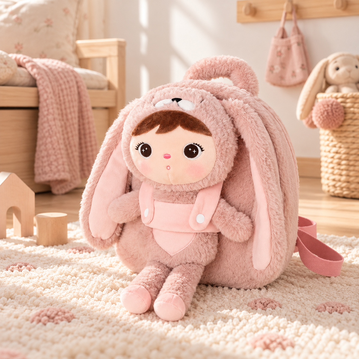 Personalisierter Stoff-Rucksack | Häschen Puder-Rosa