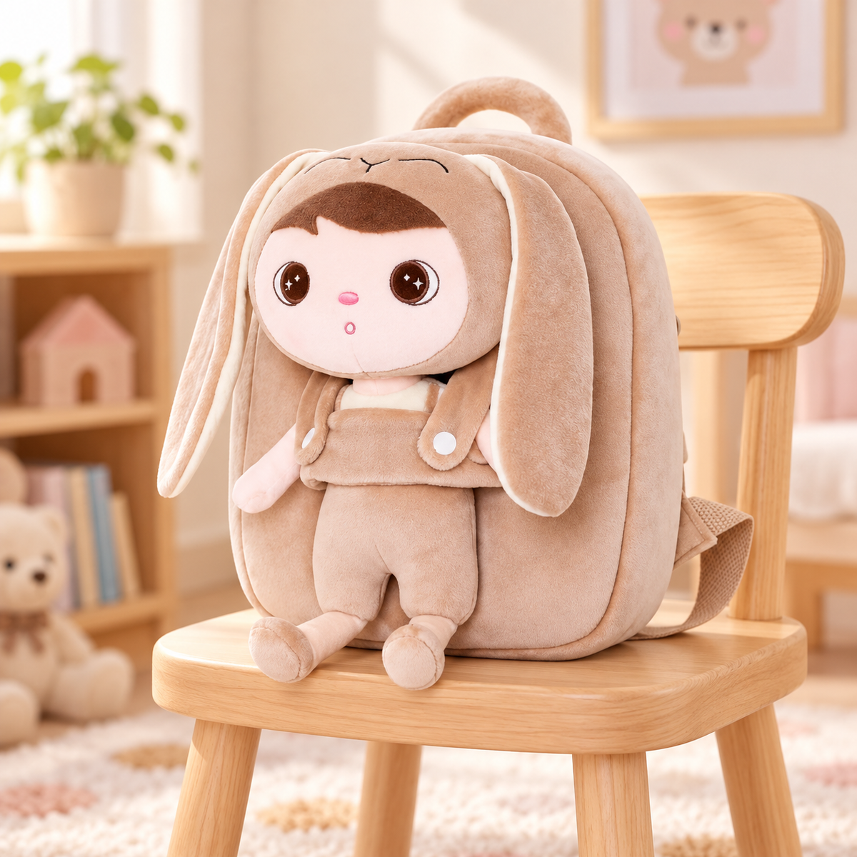 Personalisierter Stoff-Rucksack | Hase Beige