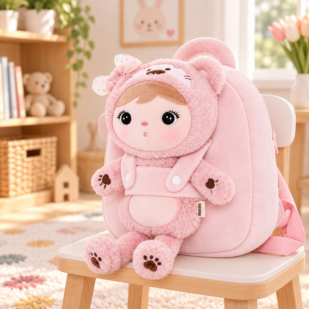 Personalisierter Stoff-Rucksack | Teddy Mädchen