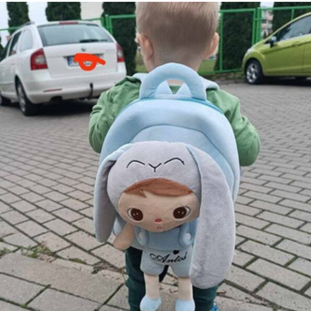 Personalisierter Stoff-Rucksack | Hase Blau