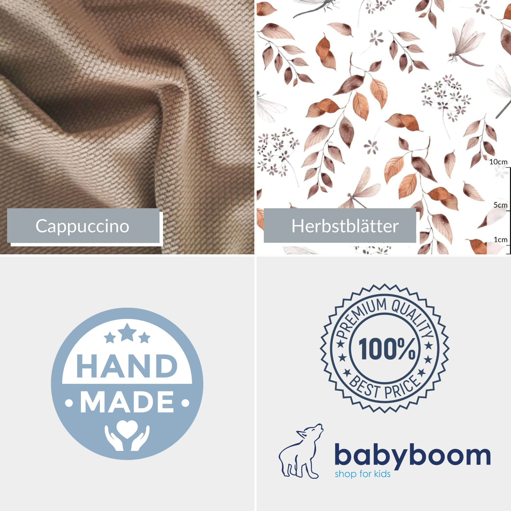 Winterfußsack mit Handmuff ESKIMO | Herbstblätter & Samt Cappuccino