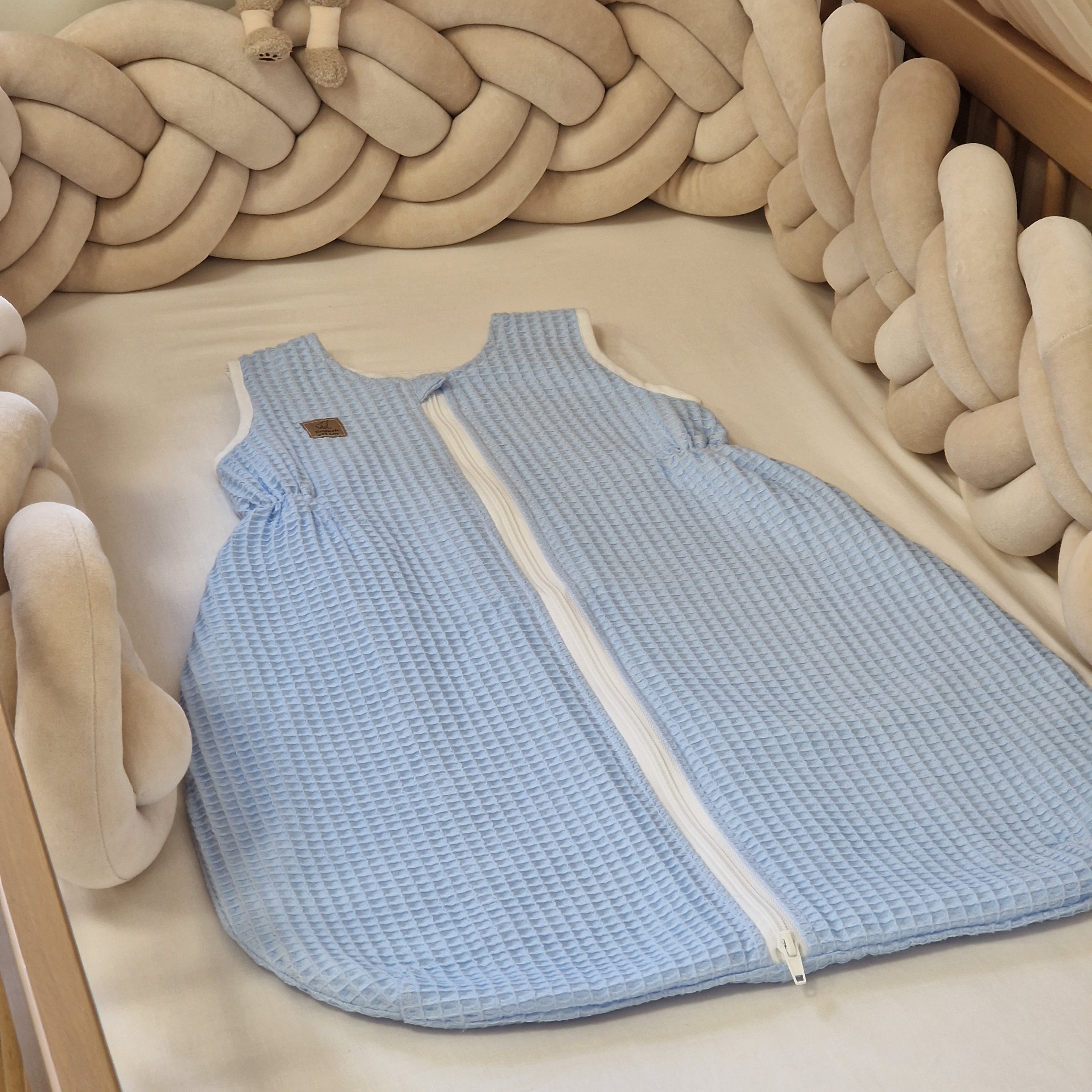 Schlummersack für Baby & Kleinkind in Birnenform | Waffelpique | Hellblau, 0,5 TOG, Gr. 0-6 Monate