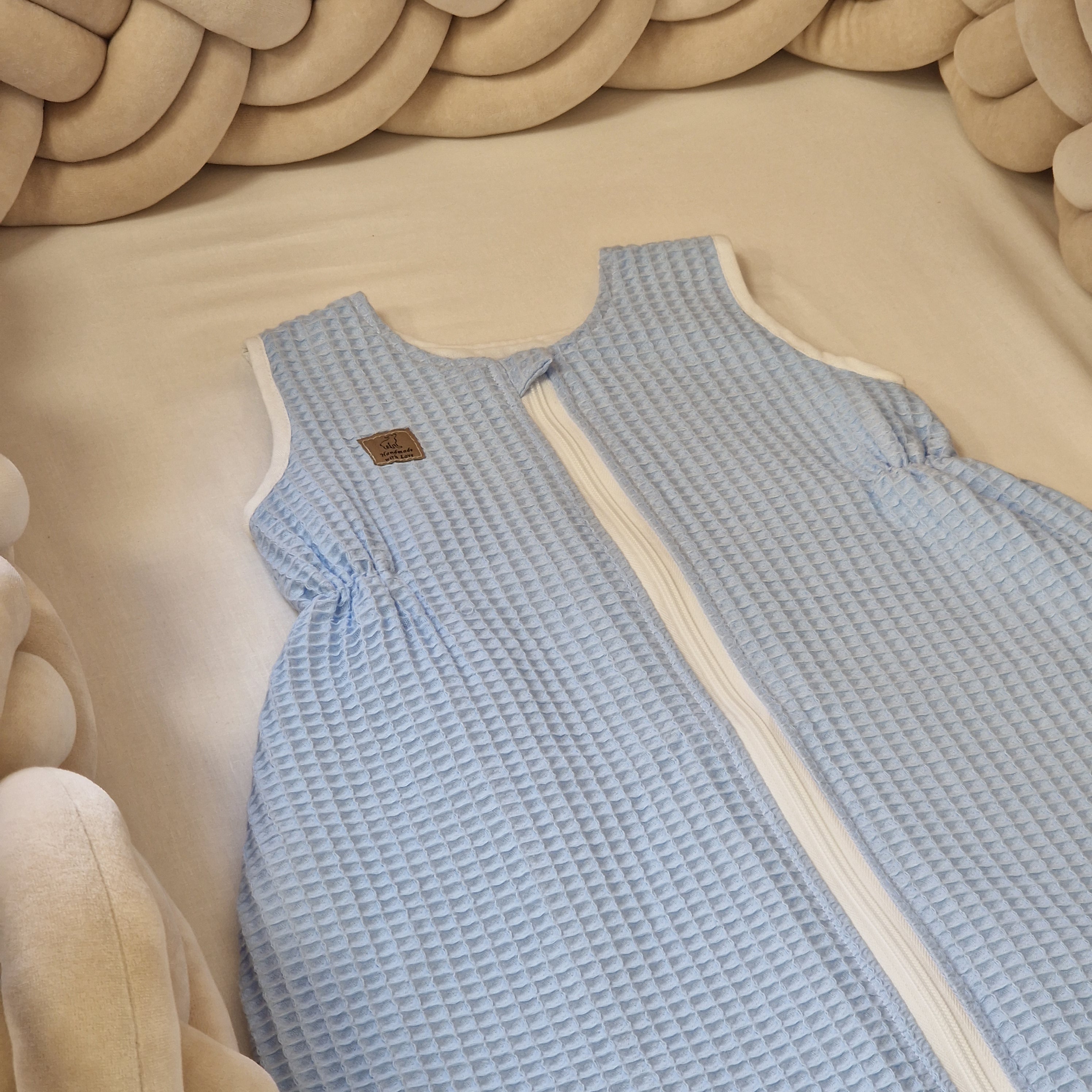 Schlummersack für Baby & Kleinkind in Birnenform | Waffelpique | Hellblau, 0,5 TOG, Gr. 0-6 Monate