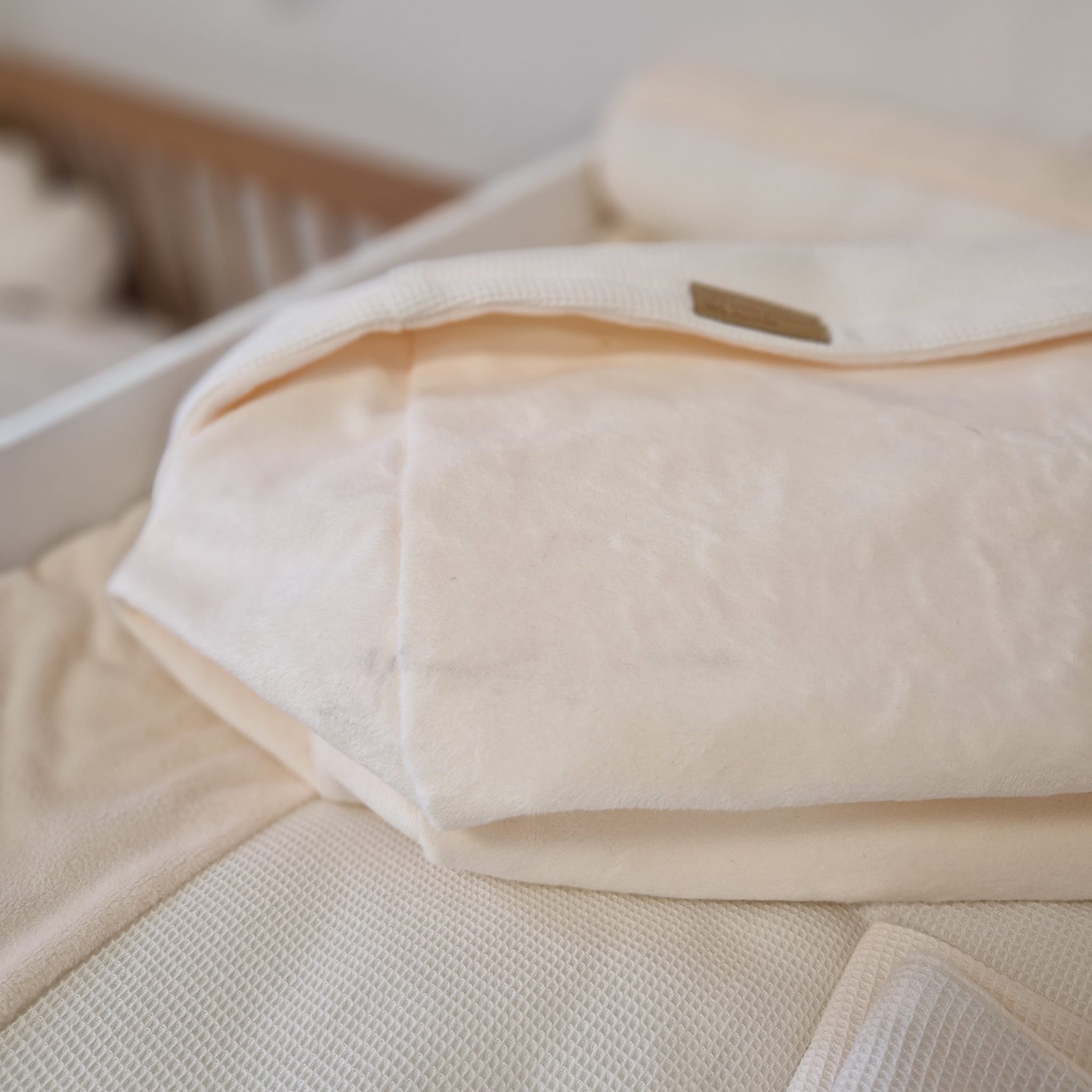 Wickelset DELUXE | Waffelpique Mini & Valboa | Ecru | 85 x 75 cm