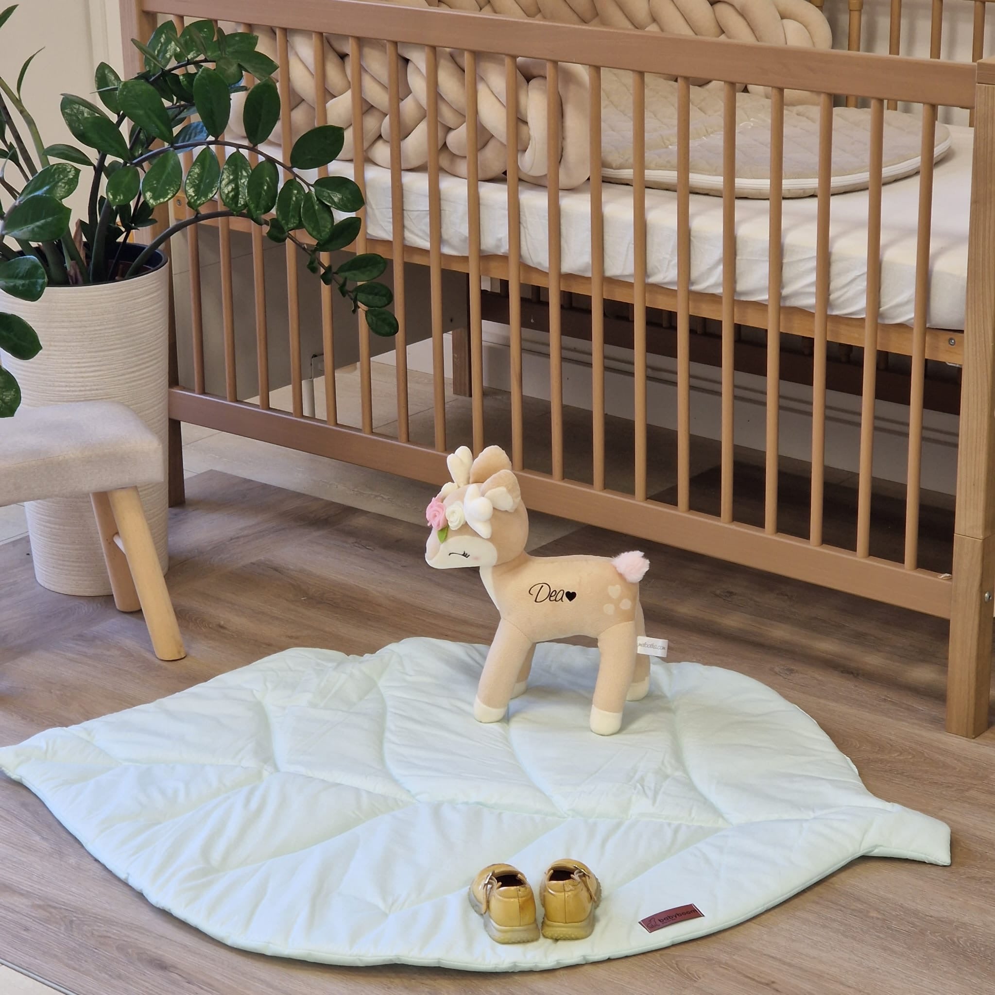 Spielmatte | Krabbeldecke | Dekoration "Blatt" | Baumwolle | Mintgrün