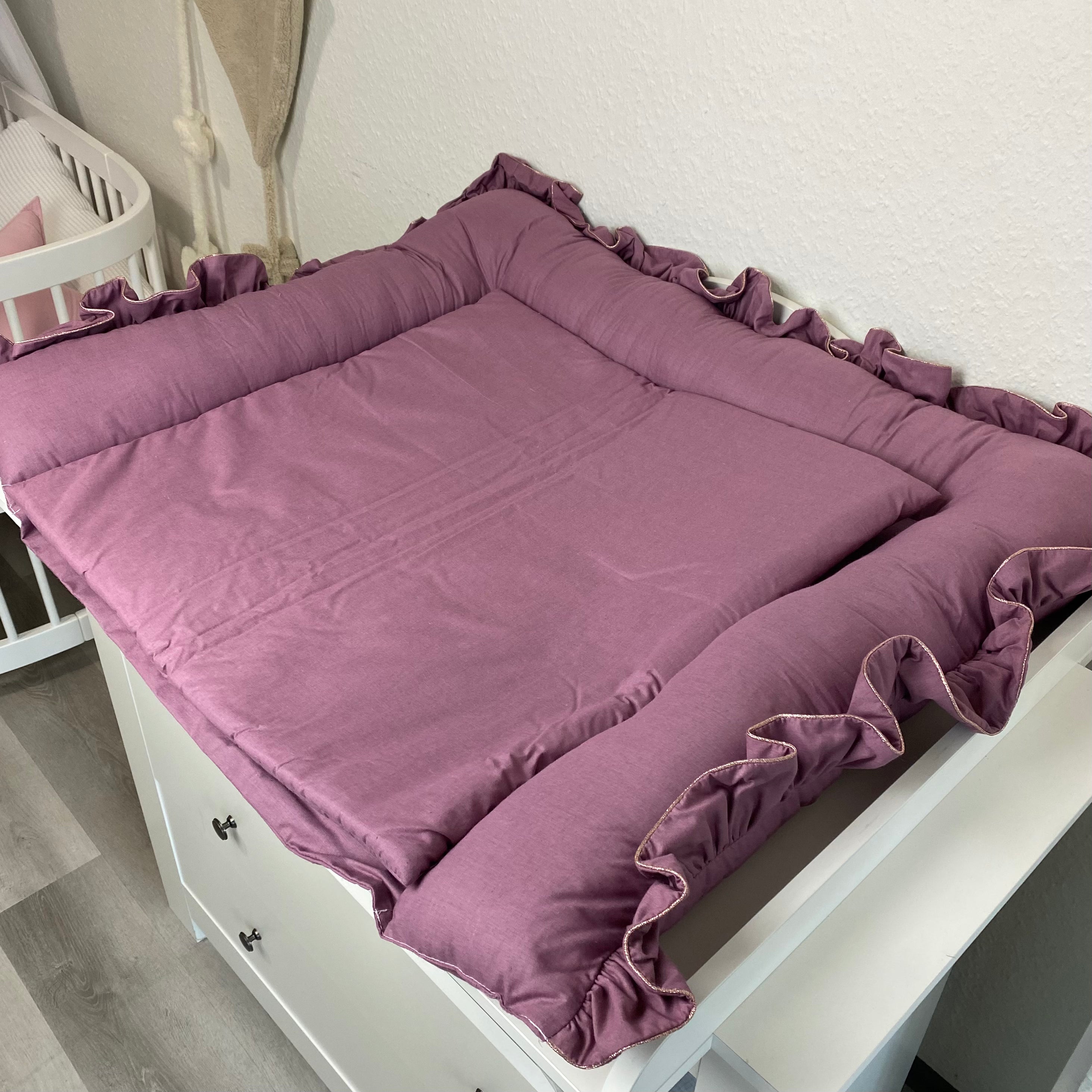 Wickelauflage SHINY mit Rüschen | Baumwolle