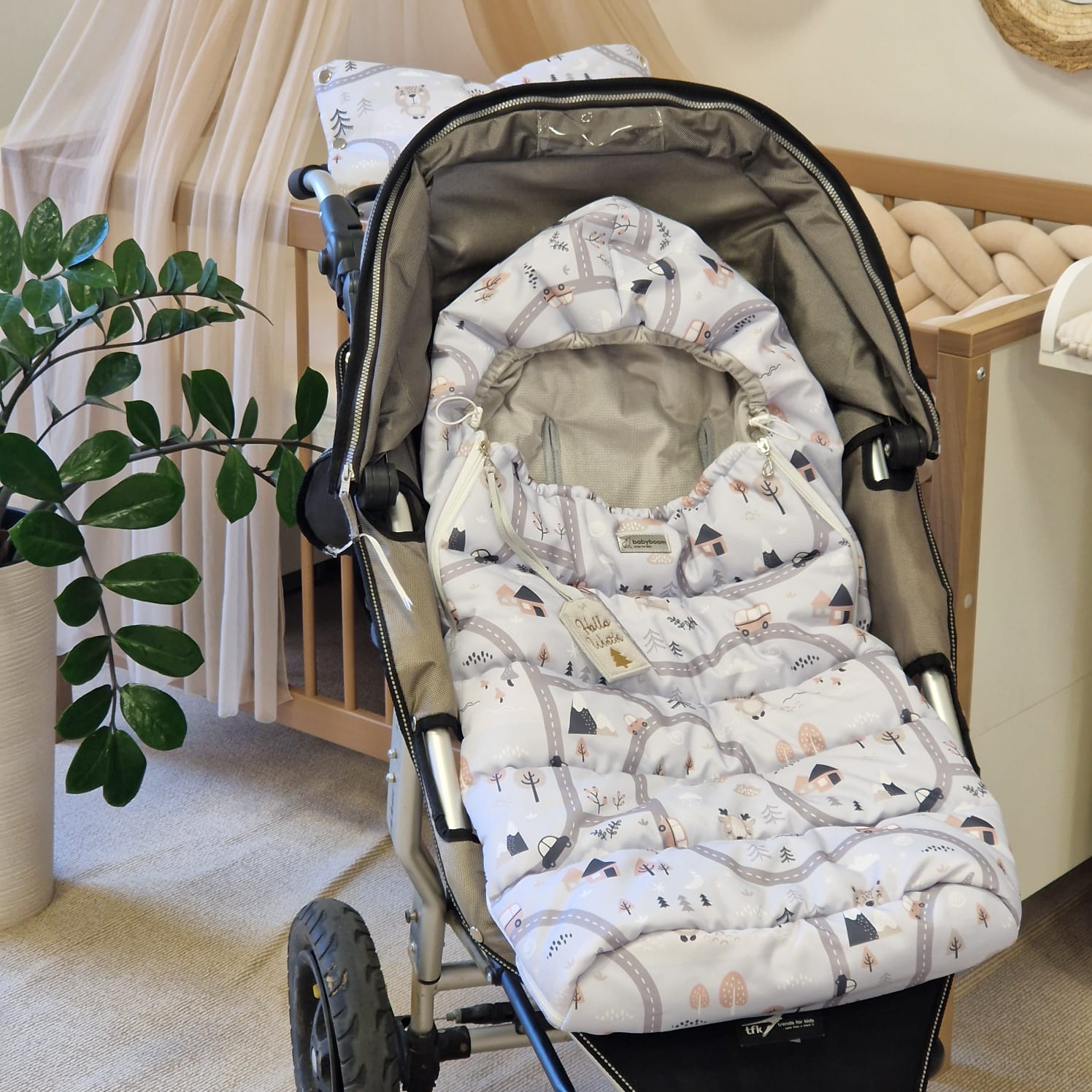 Winterfußsack inkl. Handmuff | Hellgrau & Skandinavia