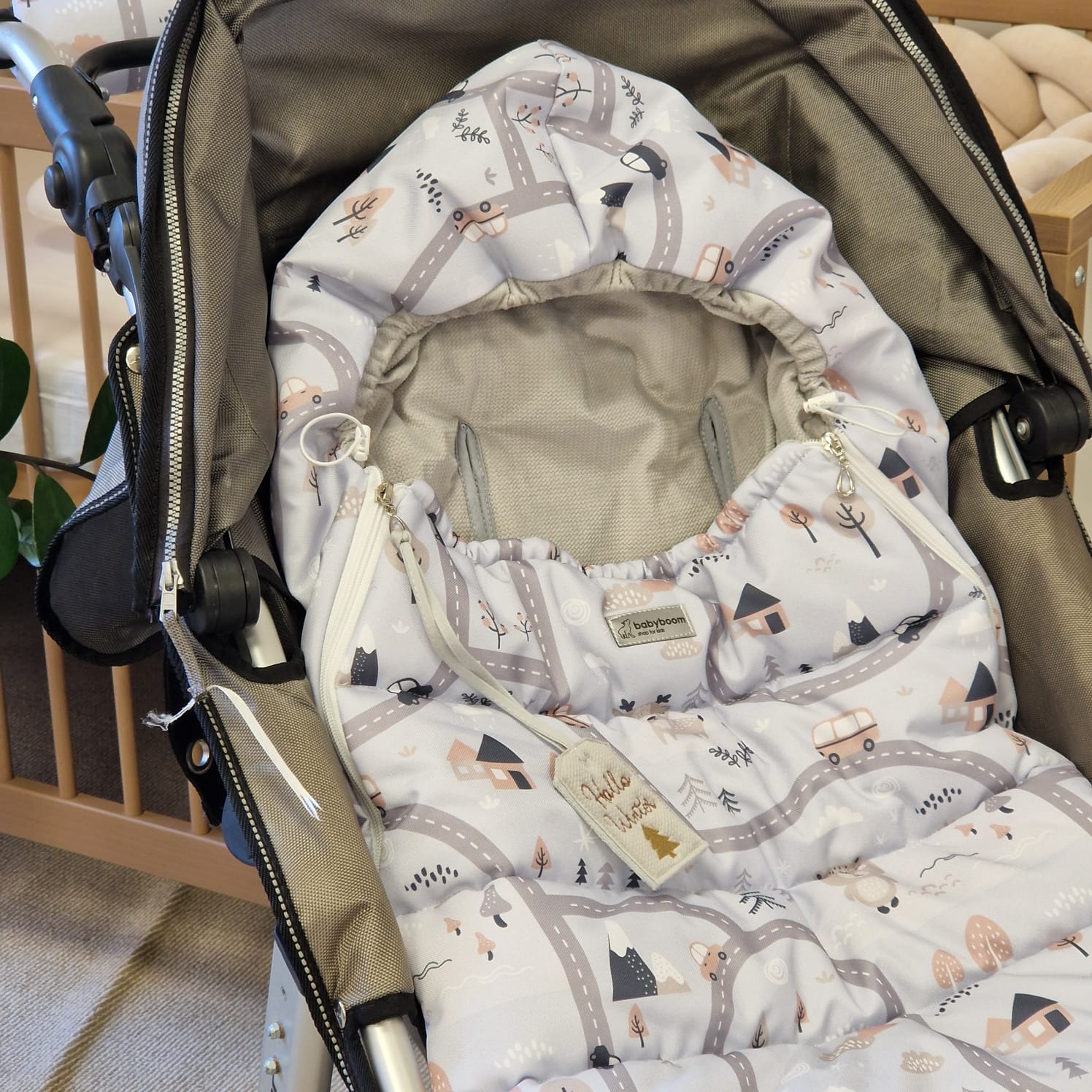 Winterfußsack inkl. Handmuff | Hellgrau & Skandinavia