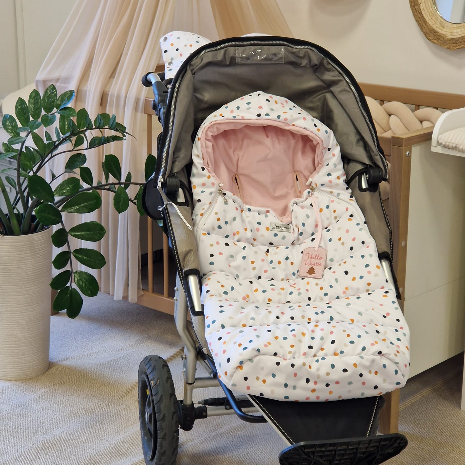 Winterfußsack inkl. Handmuff | Hellrosa & Konfetti