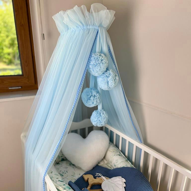 Luxus Betthimmel inkl. 4 Bommeln | Tüll