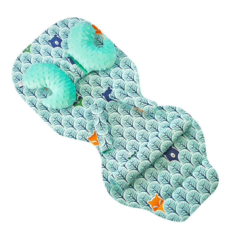 Sitzauflage im SET 5 in 1 | "Waldtiere" & Minky Mintgrün