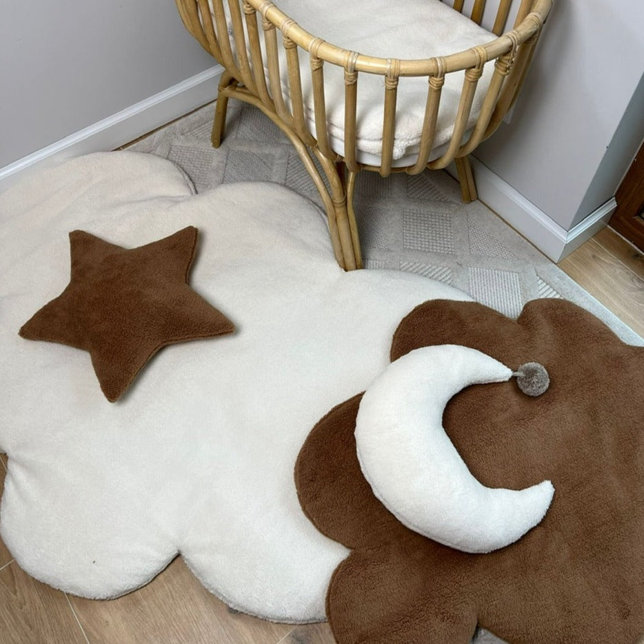 Dekokissen in Sternform | Fluffy Teddy | Teddy-Stoff