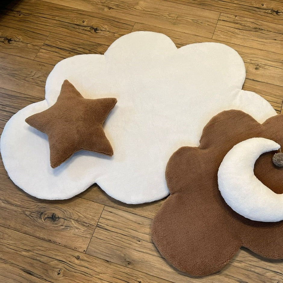 Dekokissen in Sternform | Fluffy Teddy | Teddy-Stoff