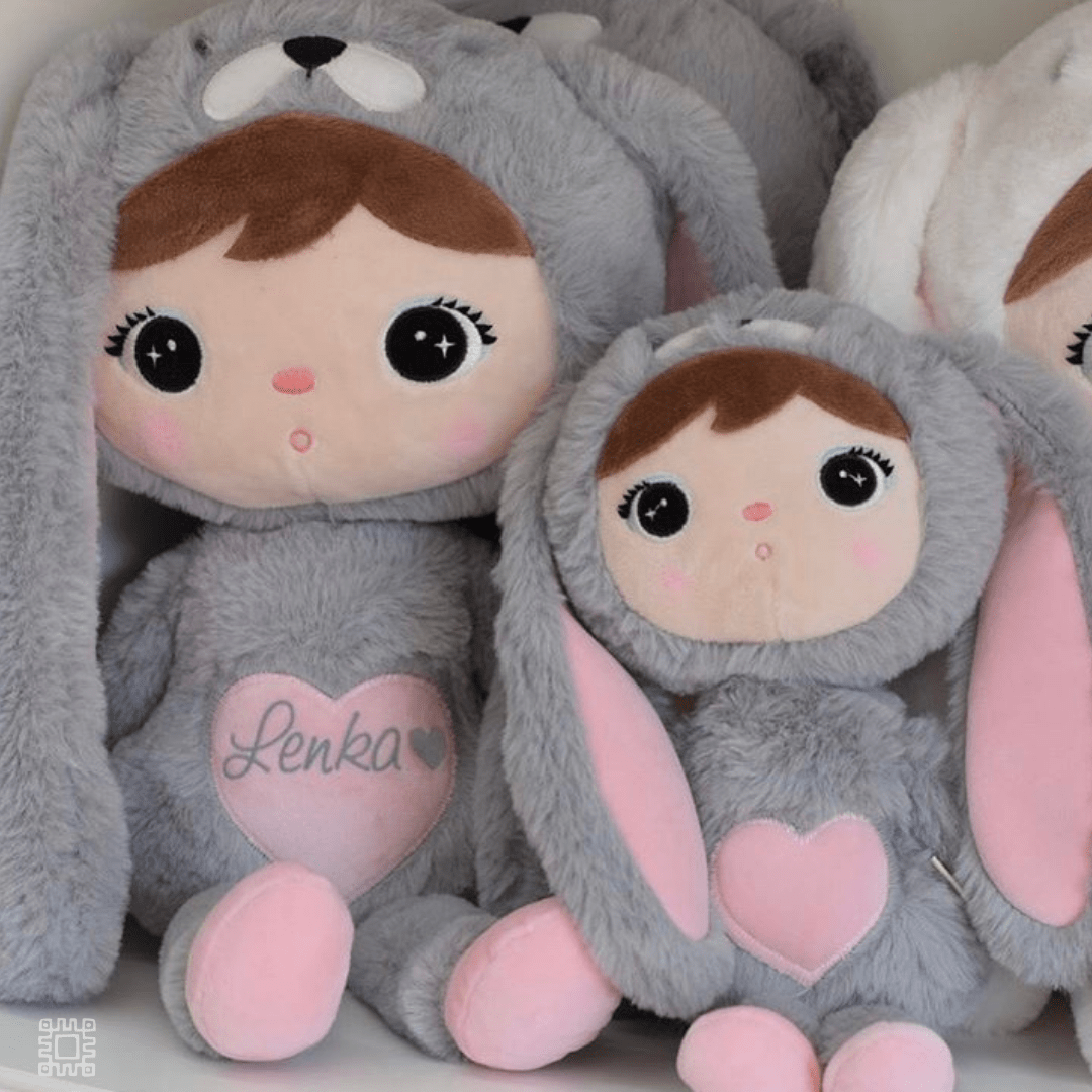 Personalisiertes Häschen in grau