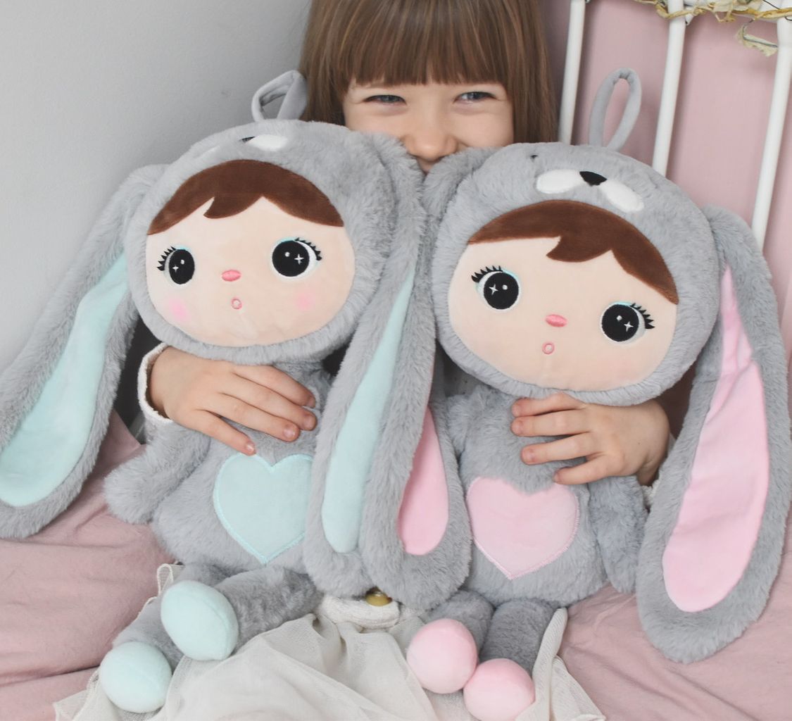 Häschen mit Geburtsdaten | Weiß | Grau | Dusty Pink