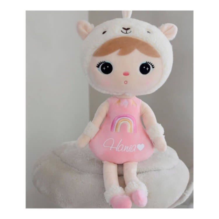 Stoffpuppe mit Namen, Pink Llama Metoo